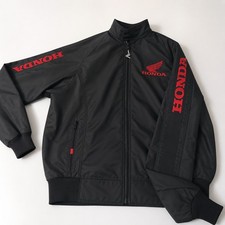 Honda Biker Bomber Jacket Mens XL Black Vintage 80s Hondaline Windbreaker Logo