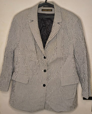 schwarz/weiß gestreifter Damen-Blazer von Eugen Klein, Größe 48