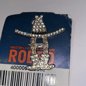 Houston Livestock Show and RODEO - RHINESTONE TOOLED PIN - See Desc.