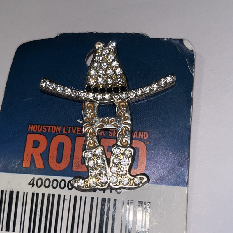 Houston Livestock Show and RODEO - RHINESTONE TOOLED PIN - See Desc.