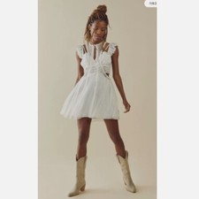 RARE Free People Anna side cut out Ruffles Mini Dress Sz S
