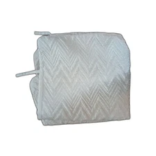 Pair white quilted Euro size pillow shams herringbone pattern polyester