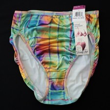 NEW Vanity Fair VTG Tailored Bodysleeks Stretch Satin High Cut Brief Panty LARGE