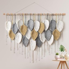 Jditngp Large Macrame Wall Hanging Boho Woven Tapestry,Cotton Cord Weave Tass...