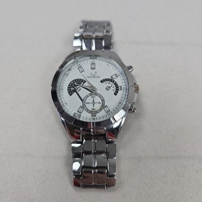 Orlando Herren Armbanduhr Silber Metallarmband Quarz Analog Uhr Batterie Leer