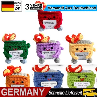Cute Crochet Dumpster Fire Emotional Support Dumpster Fire Funny Gifts (Red)