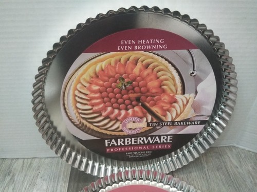 VTG 1997 FARBERWARE PROFFESSIONAL SERIES TART / QUICHE PAN, TIN STEEL (2PK) USA - Picture 6 of 7