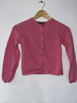 Lands End Girls Pink Cotton Knit Button Down Cardigan Size S For Repair