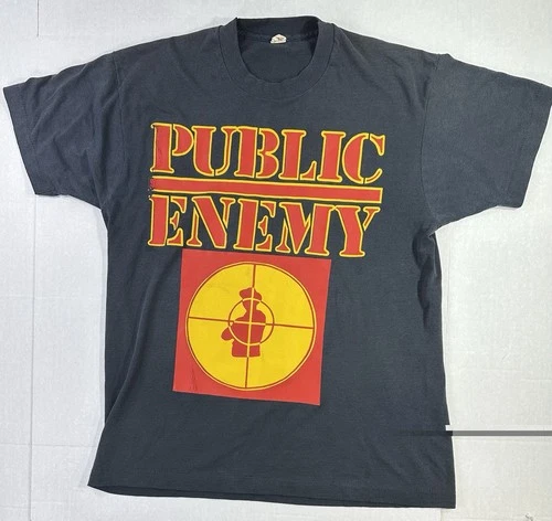 90s Public Enemy Logo Hip Hop Rap T Shirt Black Frui 1990s vintage concert t-shirt, vintage, size XL, single stitch, B+ condition