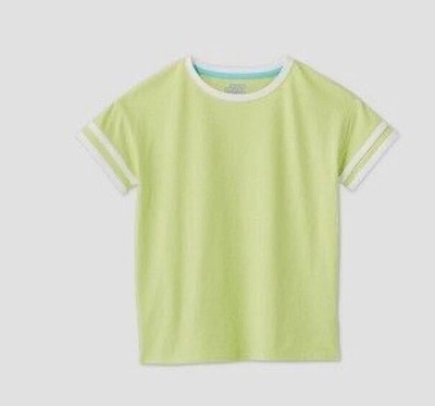 More Than Magic Girl s T Shirt Lime Green Boxy Ringer Cropped Size M NWT