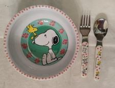 Vintage Snoopy Woodstock Bowl, Spoon Fork