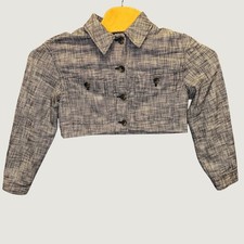 1921 Wilfred Aritzia Cropped Tweed Textured Button Front Jacket Navy XS
