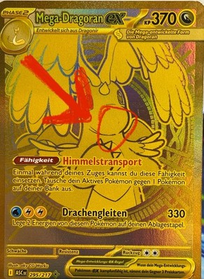 Dragoran Gold ASC 295/217 Pokémon Print Error Ascended Hereos Dragonite