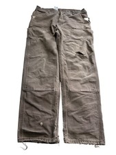 Vintage Carhartt B136 DKB Brown Faded Dungaree Double Knee Pant 36X31 Distressed
