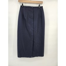Talbots Petites Vintage Navy Blue Italian Fabric Midi Pencil Skirt Size 4P