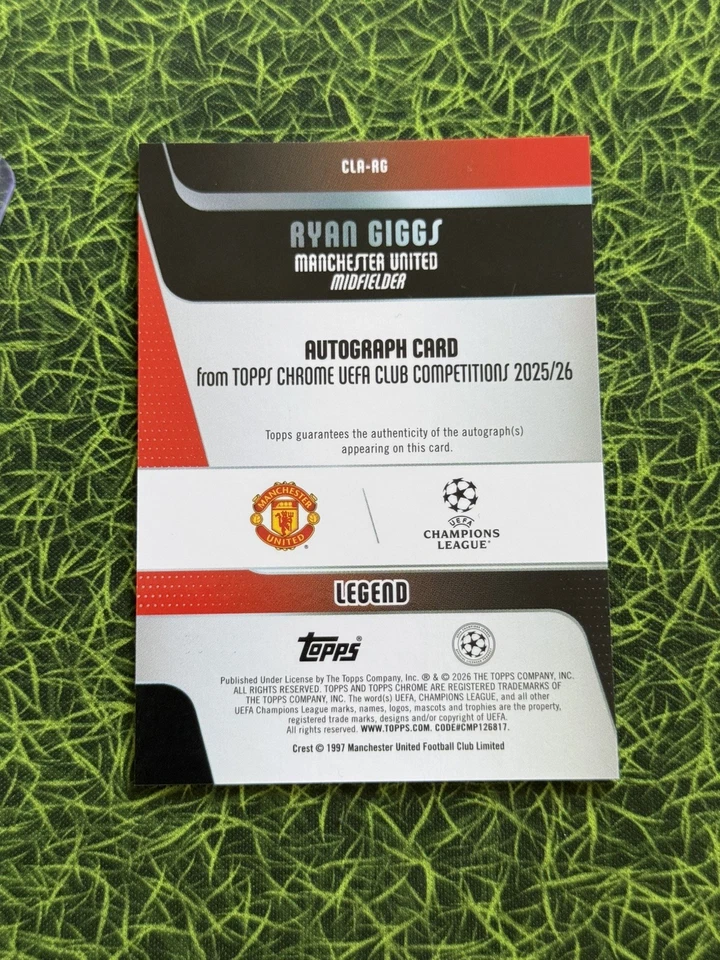 Ryan Giggs Auto /99 Topps Chrome UCC 2025/26 Green Manchester United - Image 2 of 2