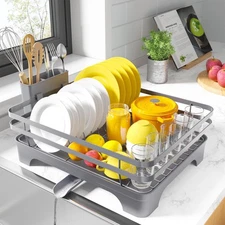 Dish Drying Rack - Multi-Functional Dish Rack for Kitchen Counter with Cutler...