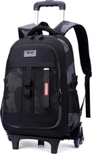Camo Rolling Backpack for Boys Kids Backpack with 6 Wheels Wheeled School Bag