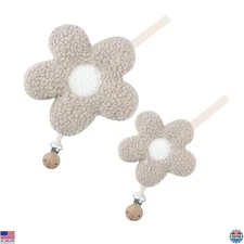 Baby Daisy Pacifier Clip Set - Handmade Soft Lightweight Dummy Holders - 2 Pack