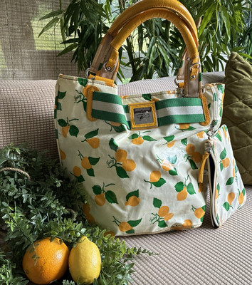 Juicy Couture RARE vintage Lemons Vinyl coated LARGE Tote Bag w