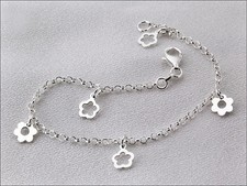 Bracelet breloques pampilles fleurs en argent 925/1000e BR06 