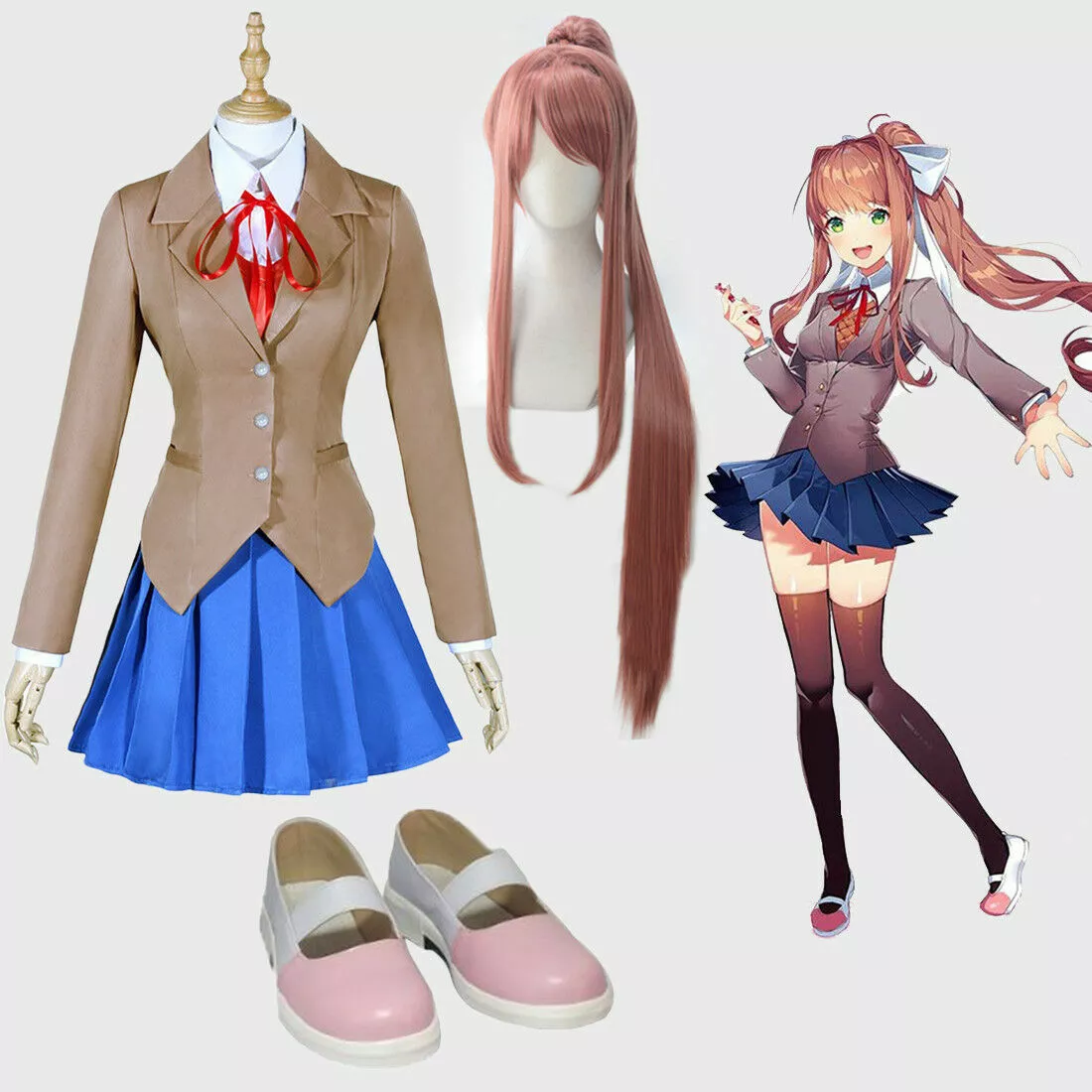 Doki Doki Literature Club Monika Cosplay Sayori Yuri Natsuki Cosplay  Costume