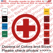 Red Cross Vinyl Die Cut Decal Sticker | Medical First Aid Plus Sign Round FY164A