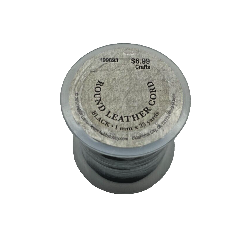 Round Leather Cord 1 mm x 25 yds, Black, Hobby Lobby 199893 eBay