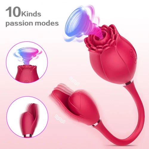 Rose Clit Sucking Vibrator G-spot Dildo Strong Sucker Sex Toys for Women Couple - Picture 3 of 13