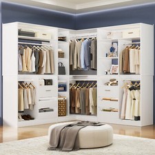 Freestanding Corner Closet System, Reversible Wardrobe Walk-in Closet Organizer