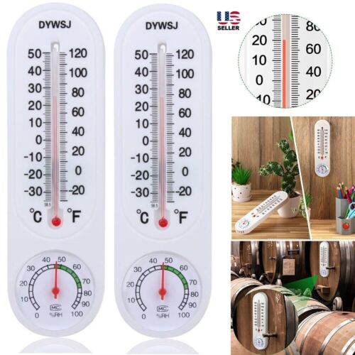 2× Wall Thermometer Indoor Outdoor Mount Garden Greenhouse Home Humidity Meter - Afbeelding 1 van 21