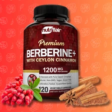 NutriFlair Berberine with Organic Ceylon Cinnamon 1450mg per Serving, 120...