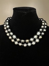 Tahitian pearl Black south sea pearls necklace 10-12 MM