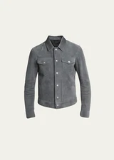 Gray Leather Jacket for Men Pure Suede Custom Made Size S M L XL XXL 3XL
