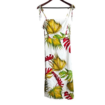House of Harlow Midi Dress Size M Linen-Blend Cut Out Smocked Back Bead  Tassels | eBay