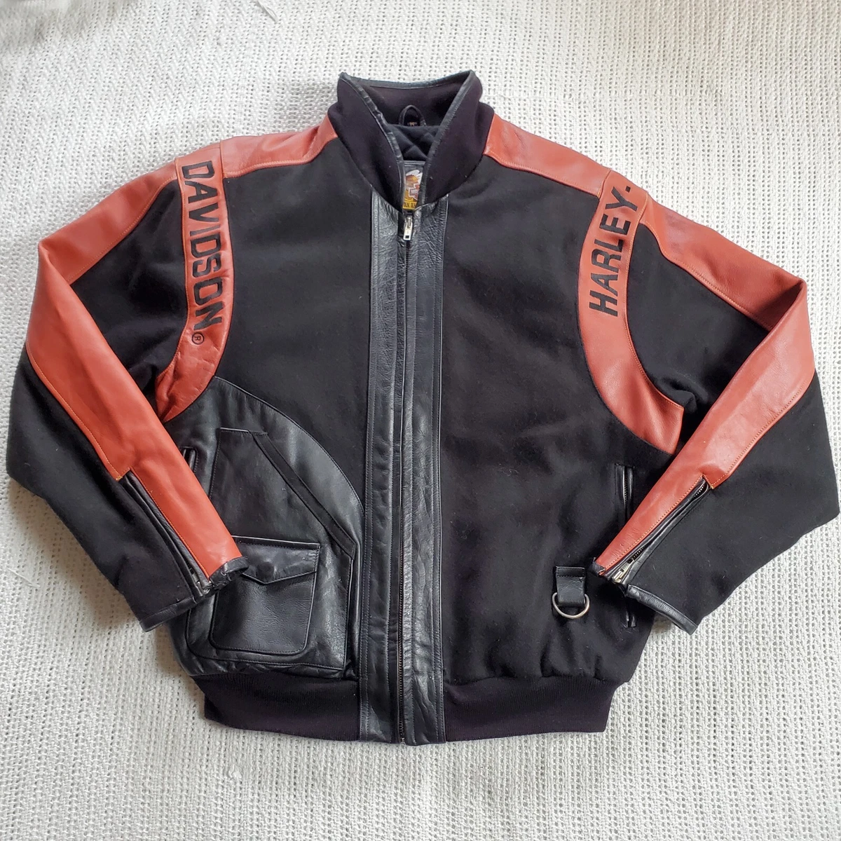 Orange and black shop harley davidson jacket