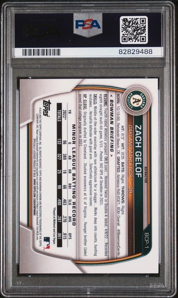 2023 Bowman Chrome Zach Gelof 1st Bowman Lunar Glow Refractor PSA 10 Gem Mint - Image 2 of 2