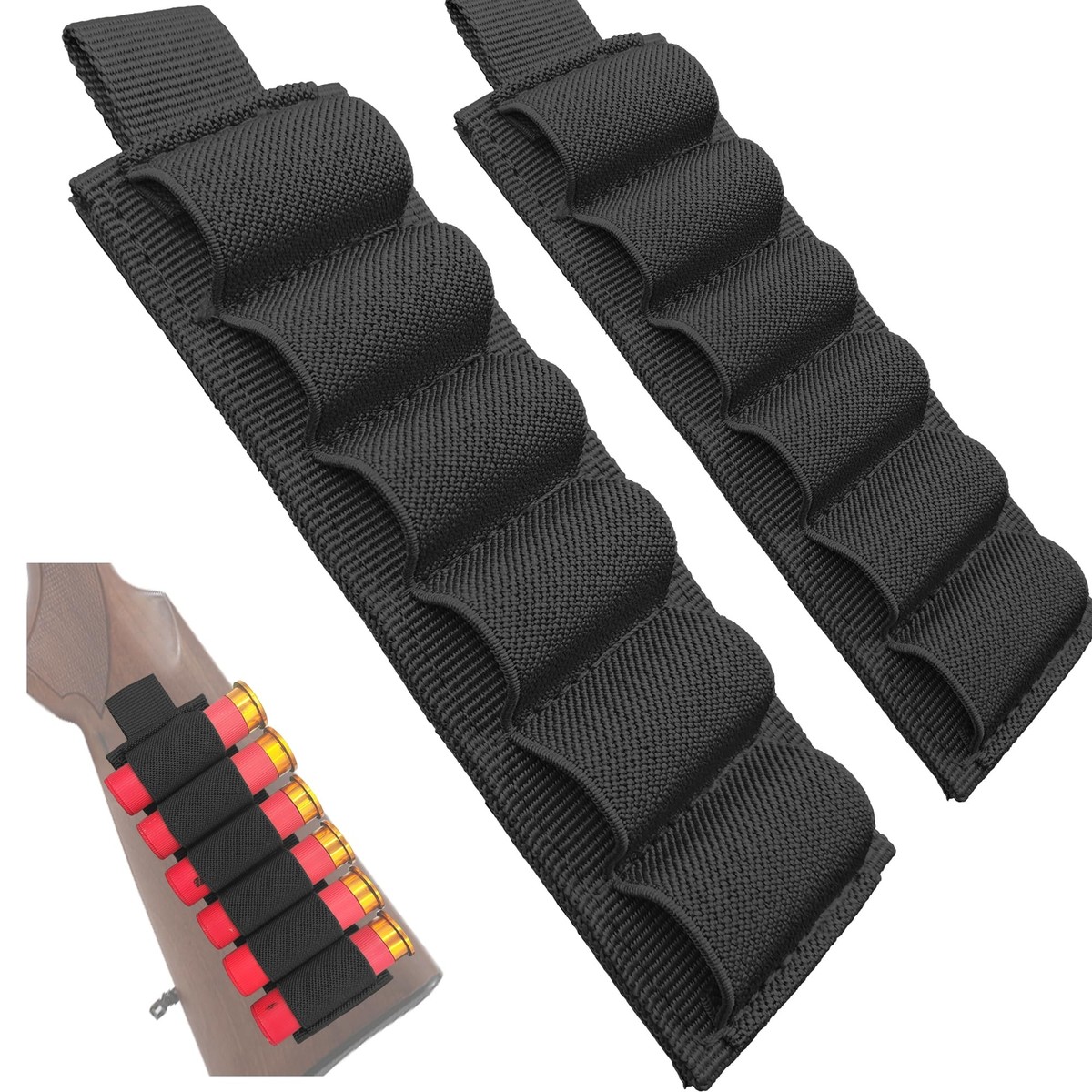 2 Confezioni Porta Fucile Laterale &ndash; Sella Per Calcio Da 6 Colpi Cal. 12 &ndash; Nylon