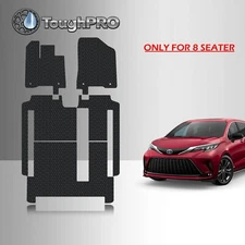 ToughPRO Floor Mats Black For Toyota Sienna 8 Seater 2021-2026 1st+2nd+3rd Row