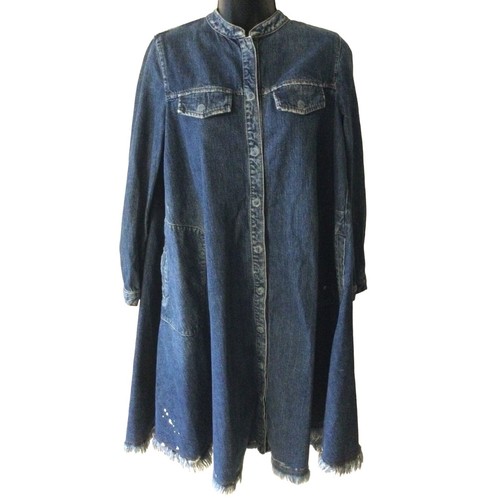 Rachel Comey Navy Villa Frayed Hem Denim Shirt Dress Women's size 4 small S