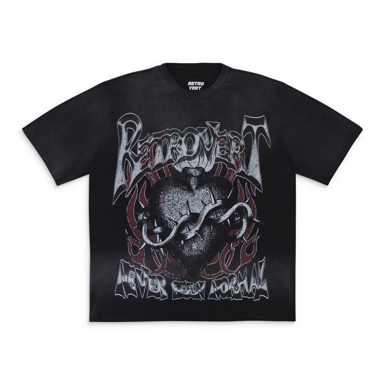 ФУТБОЛКА NWT RETROVERT BLACK HEART THORN, РАЗМЕР S, 150 ДОЛЛАРОВ США