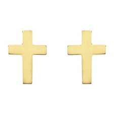 Cross Earrings Classic 4K Yellow Rose Or White Gold In 2 Sizes Your Choice