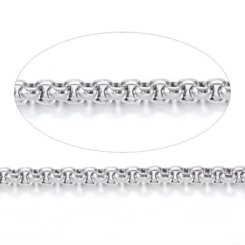 1mt catena box chain in acciaio inox 2mm colore argento scuro bijoux - Immagine 2 di 2