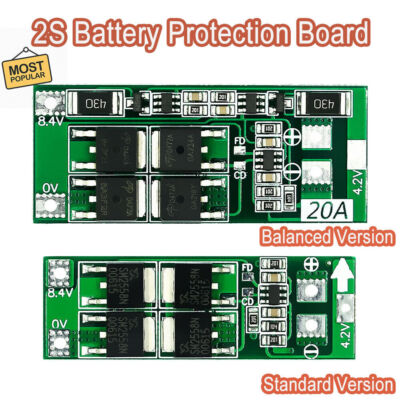 2S 20A 8.4V 18650 Lithium battery Protection BMS Board Standard / Balance