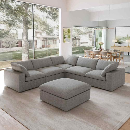 120.46 in. Square Arm 6piece Linen Free combination Modular Sectional