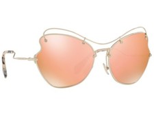 Miu Miu Scenique MU 56RS ZVN6S0 Pale Gold Sunglasses Rose Gold Mirror Lens