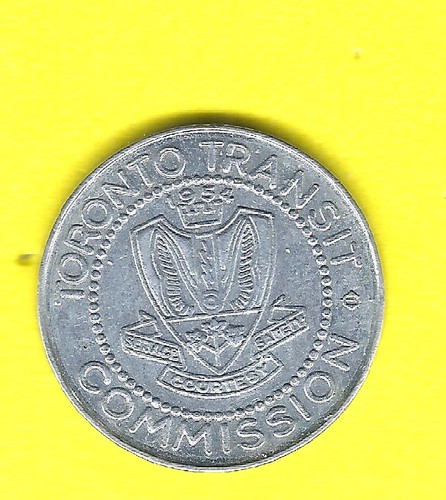 THREE (3) 1954 TORONTO TRANSIT COMMISSION TOKENS ! MOTTO SERVICE SAFETY COURTESY