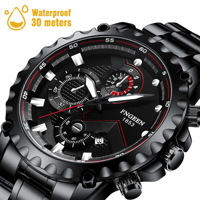 Men's Watch Relojes De Hombre Stainless Steel Classic Quartz Business Waterproof