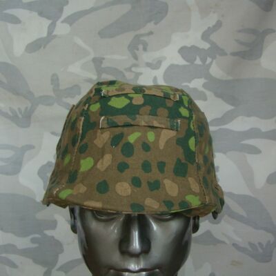 WWII WW2 GERMAN ELITE DOT 44 PEA CAMO CAMOUFLAGE M35 FIELD HELMET COVER & HOOK