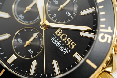 NEW GENUINE BOSS OCEAN EDISION HB 1513703 YELLOW GOLD MESH STRAP MENS WATCH - Picture 9 of 12